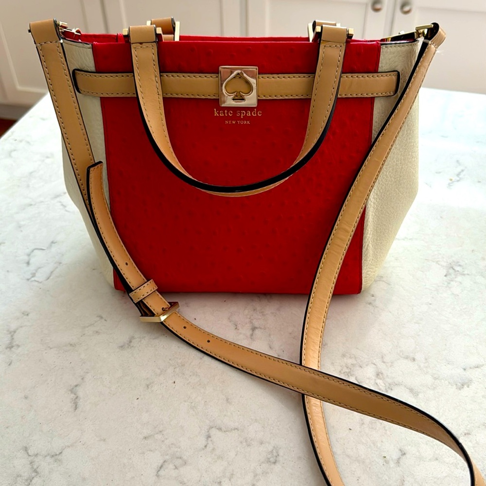 Kate Spade leather handbag ostrich/Valentine ready!